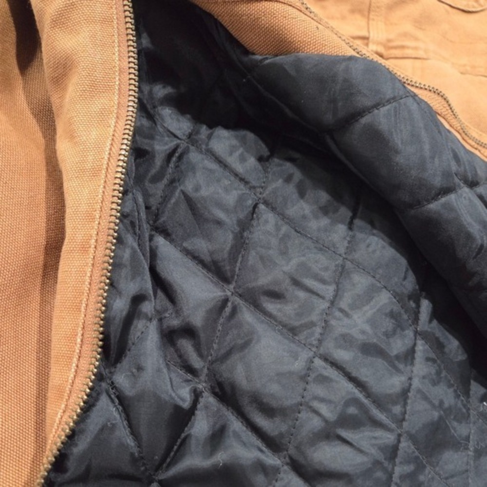 Carhartt Insulated Bib Overalls Women 14 Brown Quilt Lined Duck Canvas Dbl Knee - Picture 10 of 12